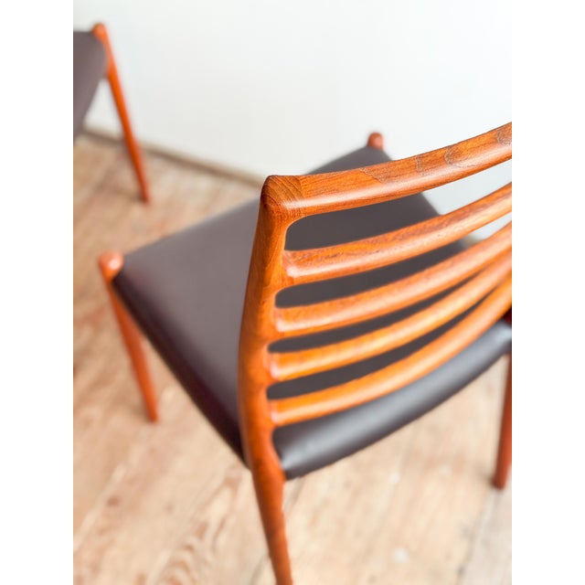 Wood Mid-Century Danish Model 82 Embassy Chairs in Teak and Leather by Niels O. Møller for J. L. Mollers, Set of 6 For Sale - Image 7 of 18