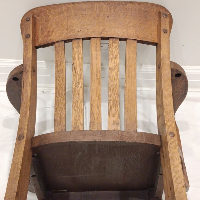 Vintage Mission Style Arts & Crafts Quarter Sawn Oak Armchair For Sale - Image 10 of 16