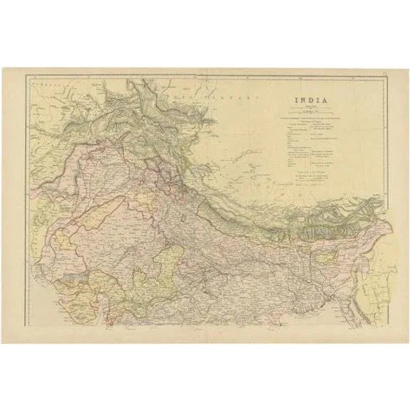 Mid 19th Century Antique Map of Northern India by Blackie & Son, 1860 For Sale - Image 5 of 5