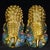 Pair of Vintage Cloisonné Gilt Bronze Guardian Lion Statues With Turquoise Enamel For Sale - Image 10 of 11
