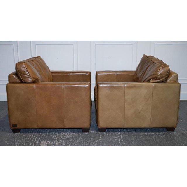 Tan Leather Armchairs by Timothy Oulton Viscount For Sale - Image 3 of 18
