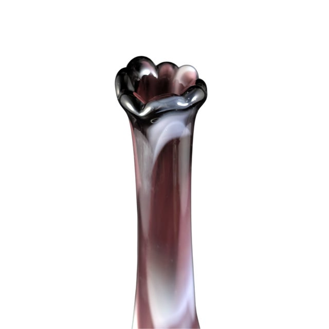 Mid 20th Century Vintage Westmoreland Purple White Slag Swung Glass Bud Vase 10.25" For Sale - Image 5 of 6