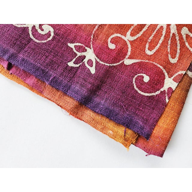 1990s Vintage Indonesian Jewel Tone Batik Bark Cloth Textile, 6 Yards For Sale - Image 5 of 10