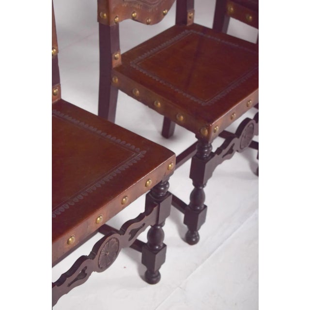 Dining Chairs with Leather Seats and Backs, Set of 5 For Sale - Image 10 of 15