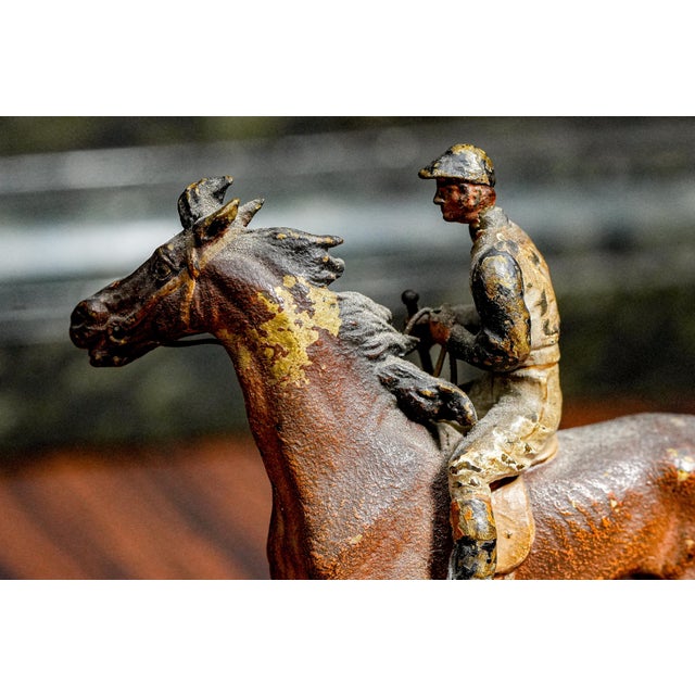 Exquisite Miniature Antique Austrian Cold Painted Bronze Polo Player on Horse Sports Statue Sculpture For Sale In New York - Image 6 of 18