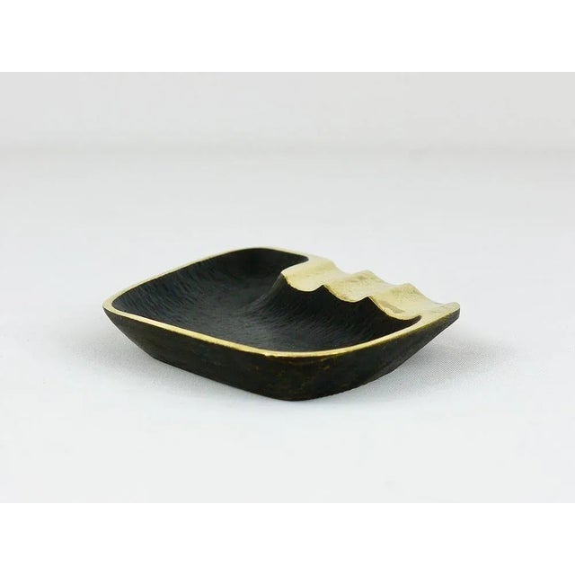 1950s Modernist Asymmetrical Black Brass Ashtray attributed to Walter Bosse for Hertha Baller, 1950s For Sale - Image 5 of 12