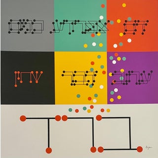 Yaacov Agam, Agam Silkscreen Mod Judaica Lithograph Hand Signed Israeli Kinetic Op Art Print, 1985 For Sale