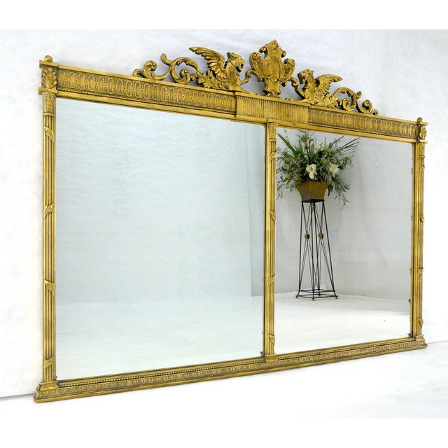 Large c1920s 65x49 Rectangle Neoclassical Gilt Mirror w/ Griffins MINT For Sale - Image 9 of 16
