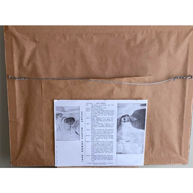 Blue Jane Downs Carter Listed Artist 1950s Abstract Watercolor “Tensions in Space” For Sale - Image 8 of 8