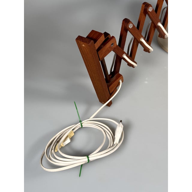 Wood Danish Scissor Lamp in Teak, Denmark, 1960s For Sale - Image 7 of 18