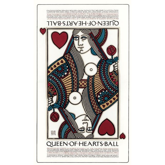 1970s David Lance Goines "Queen of Hearts Ball" Poster For Sale