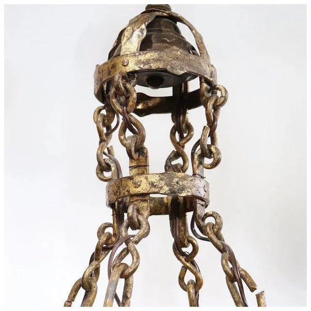 Metal Medieval Style Gilt Forged Iron 12-light Chandeliers - a Pair For Sale - Image 7 of 13