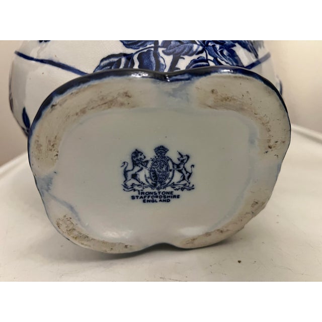 Antique Pitcher & Wash Basin Bowl Ironstone Staffordshire Set of 2 For Sale - Image 11 of 12