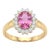 Natural 18k Gold Pink Sapphire & Diamond Halo Ring, 1.47ct For Sale