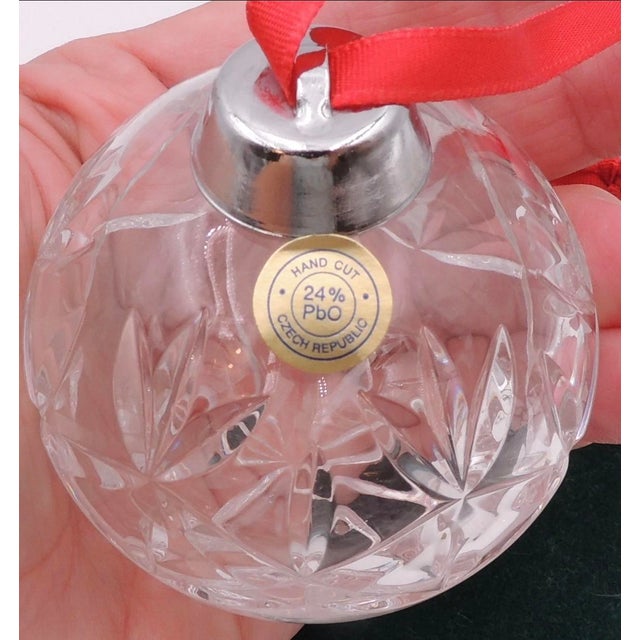 Elegantly Hand Cut Vintage Czech Lead Crystal Christmas Ornaments For Sale - Image 4 of 7