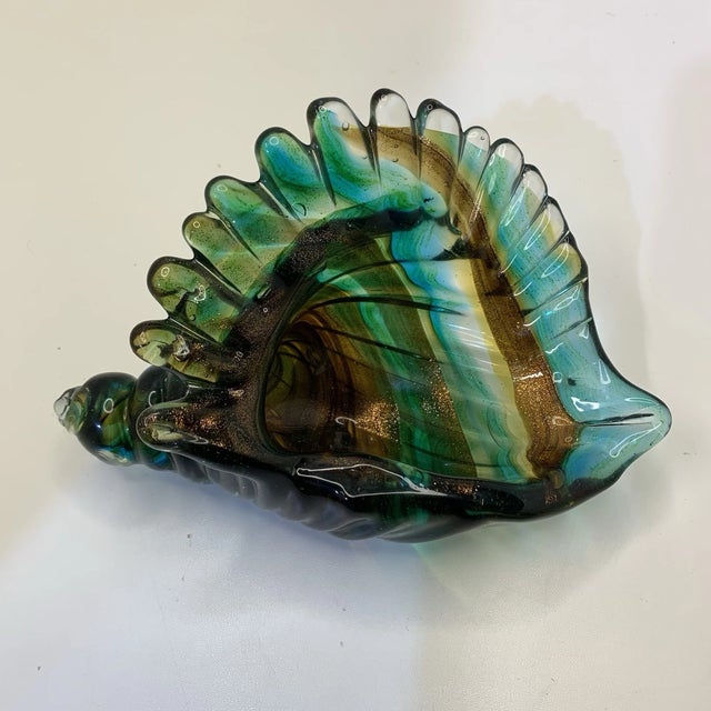Vintage MCM Murano Style Hand Blown Art Glass Conch Shell Sculpture For Sale In Houston - Image 6 of 7