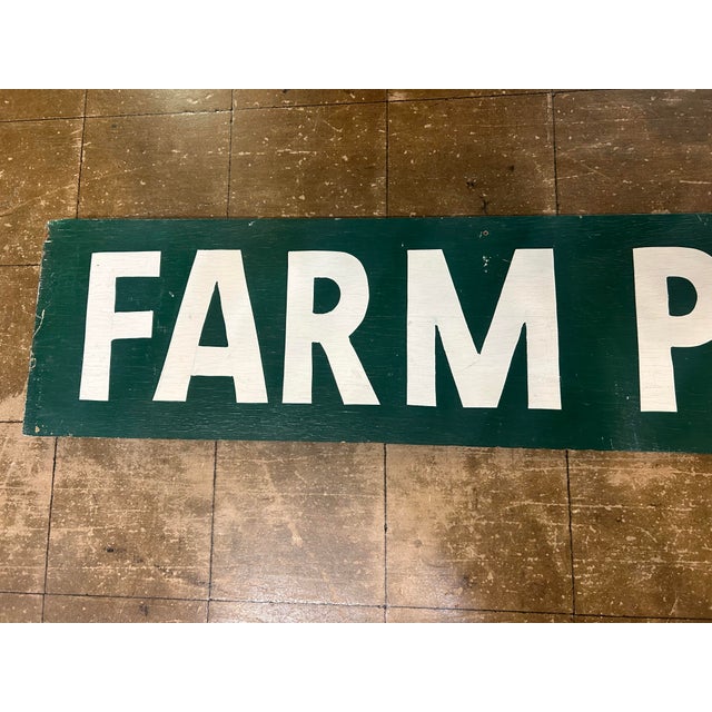 Vintage Large Wooden Green & White Farm Produce Sign For Sale - Image 9 of 12
