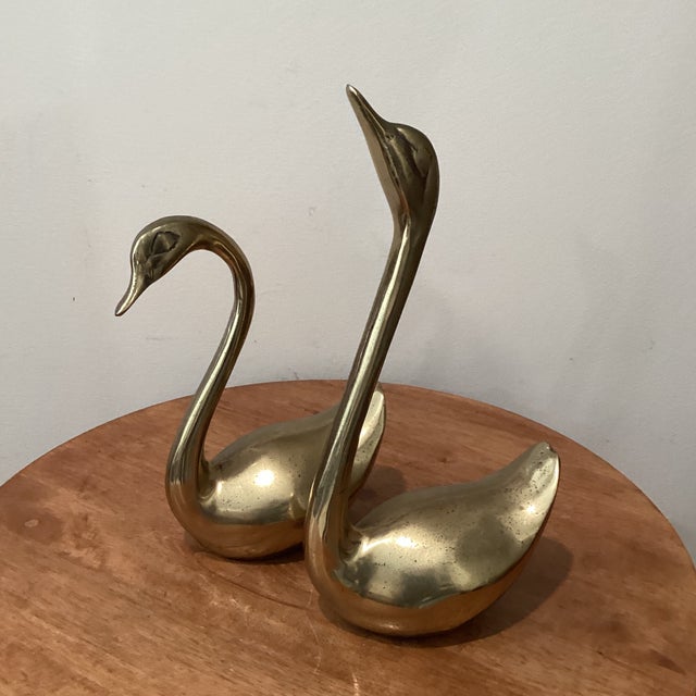 Mid-Century Modern Pair of Mid 20th Century Brass Swans For Sale - Image 3 of 12