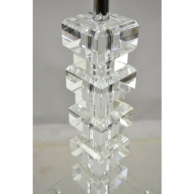 Mid Century Modern Stacked Lucite Acrylic Ice Cube Column Table Lamp ...