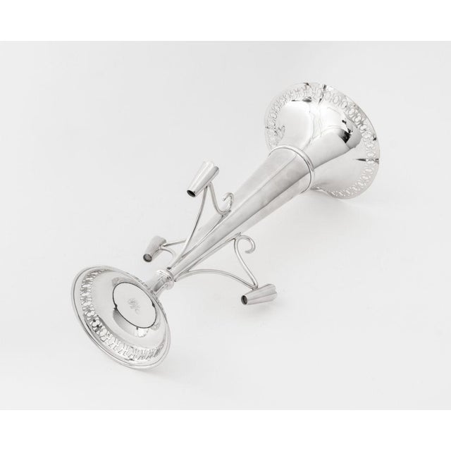 Metal Early 20th Century S.J. Levi & Co. Silver Plate Four Trumpet Epergne For Sale - Image 7 of 8