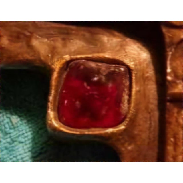 Antique Continental Bronze Devotional Crucifix Sculpture With Gemstone Inlays. For Sale - Image 4 of 12