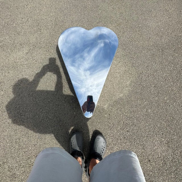 Heart - Collectible Mirrored Stainless Steel Side Table For Sale - Image 4 of 10