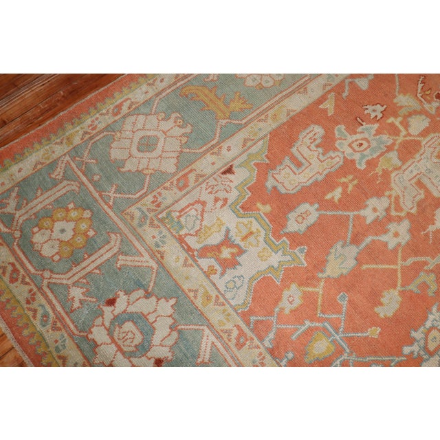 Large Orange Antique Oushak Rug For Sale In New York - Image 6 of 18