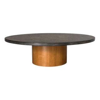 Round Slate Stone Coffee Table, 1970s For Sale