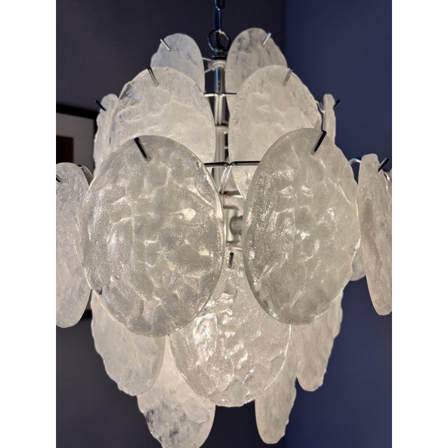 White and Silver Chandelier with Acrylic Glass Panels For Sale - Image 11 of 11