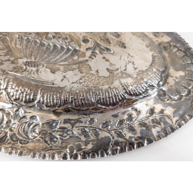 19th Century Spanish Silver Repousse Tray With Floral Design, Madrid Hallmarks For Sale - Image 10 of 12