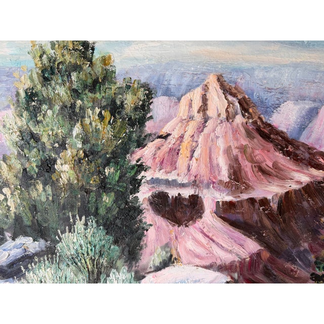 1970’s Vintage Impressionist Desert Landscape Oil on Canvas Painting, Signed, Unframed For Sale - Image 10 of 11