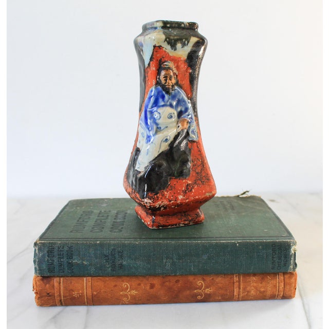Vintage Japanese Sumida Gawa Figural Pottery Vase For Sale In Milwaukee - Image 6 of 8