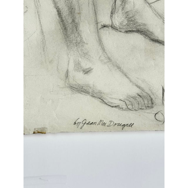 1944 Figure Study Drawing Pencil on Paper 19x25 For Sale - Image 4 of 9