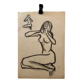 1950s Henry Emil Salloch Original Drawing on Paper Female Nude Life Study. For Sale