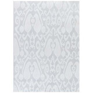 Modern Flatweave Arabesque Gray With White Rug "Silver Whisper" For Sale