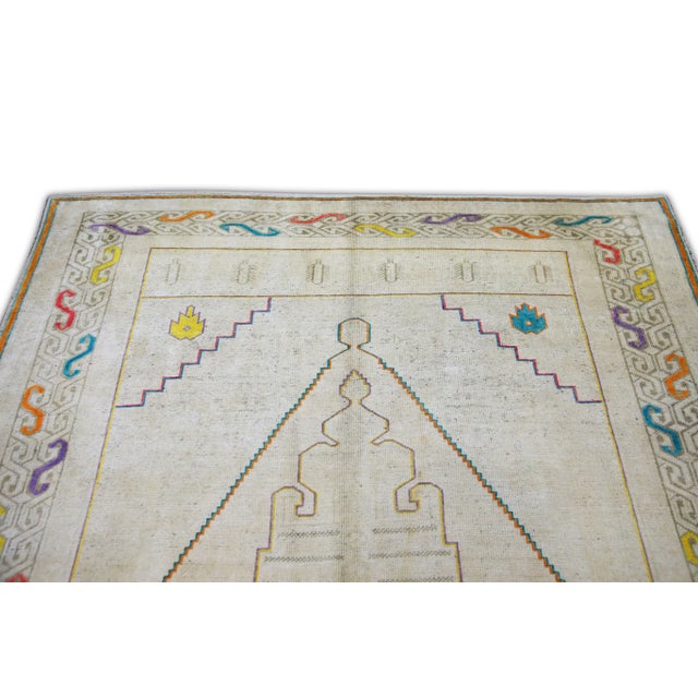 1960s Beige Multicolor Vintage Turkish Runner 5'2" X 10'8" For Sale - Image 4 of 7