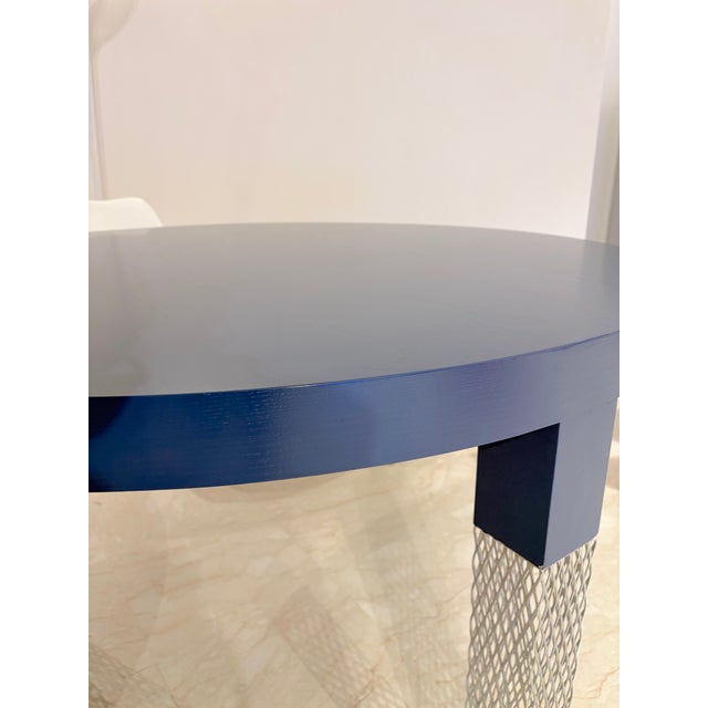 Blue-Stained Wooden Round Table by Cappellini, 2001 For Sale - Image 11 of 13