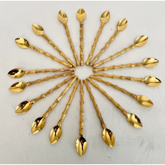 Vintage Gold Bamboo Demitasse Spoons - Set of 18 For Sale - Image 4 of 5