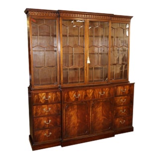 Early 20th Century Tibbenham English Mahogany China Cabinet Bookcase Breakfront For Sale