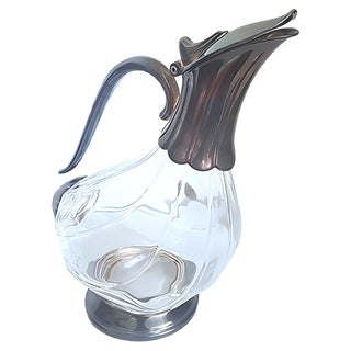 Silvered Crystal Glass Decanter For Sale