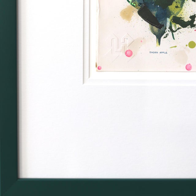 Paper Thorn Apple - Framed Original Botanical Mixed Media Painting on Antique Book Page by Lee Herring For Sale - Image 7 of 9