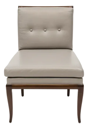 Mid-Century Global Views Walnut Slipper Chair – Leather Upholstery