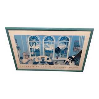 Huge Thomas McKnight Print Entitled “Palm Island” 54x35 For Sale