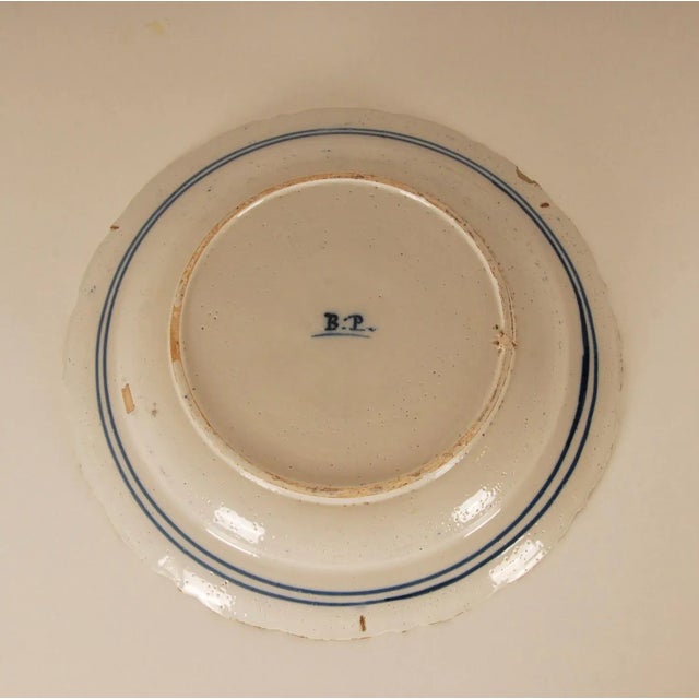 18th Century Delft Dish Porcelain Ax Dutch Delftware Blue and White Dutch Earthenware Collectors Plate For Sale - Image 11 of 13