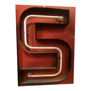 Large Vintage Neon Marquee Letter "S" From Pan-Pacific Auditorium For Sale