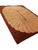 Wool rug with a dark brown background, featuring a beige oval figure at the center, composed of a series of curved,...
