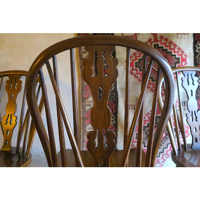 Mid-Century Modern Oak Lyre-Back Windsor Chairs, Set of 6 For Sale - Image 15 of 17