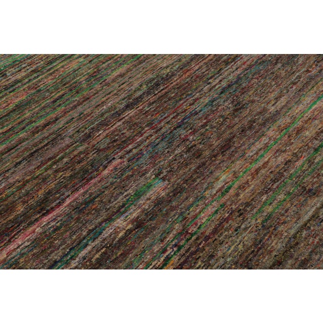 2010s Rug & Kilim’s Modern Textural Rug, Vibrant Polychromatic Striae Over Purple Hues For Sale - Image 5 of 8