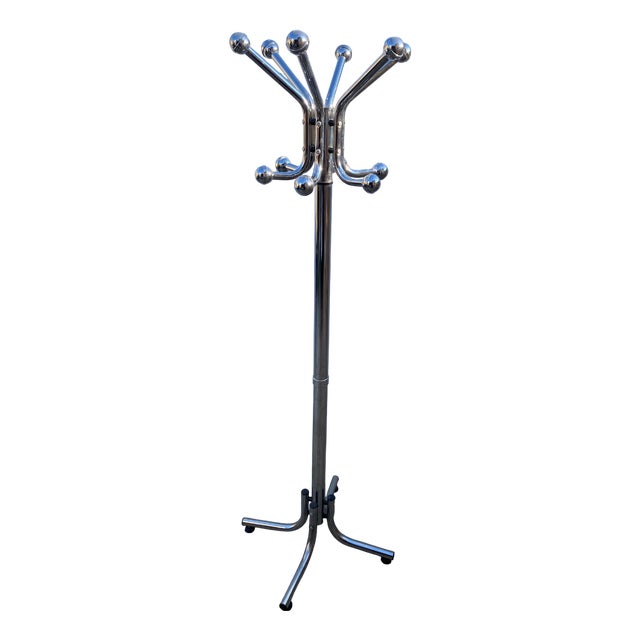 Vintage Chrome Metal Coat Rack, 1970s For Sale