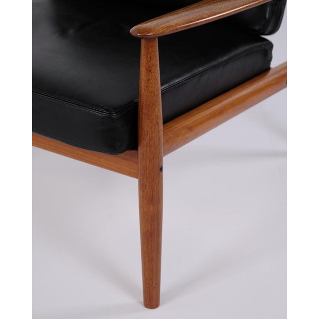 Black Armchair in Teak and Black Leather by Grete Jalk for France & Søn, 1960s For Sale - Image 8 of 12